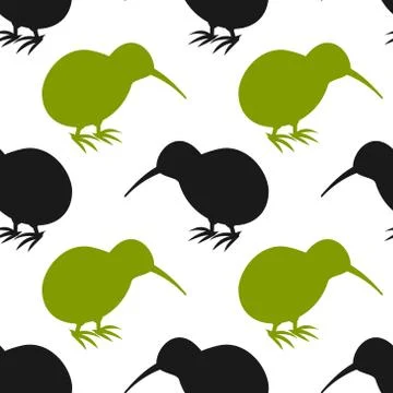 Kiwi bird seamless pattern. Vector illustration Stock Illustration