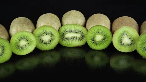 Kiwi on a Black Background Closeup. Stock-Footage 257661157