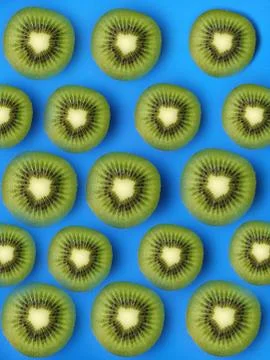 Kiwi on a blue background pattern. Background Stock Photos