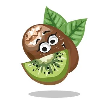 Kiwi. Cute fruit vector character isolated on white Stock Illustration