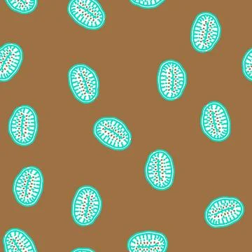 Kiwi dried fruit vector seamless pattern Stock Illustration