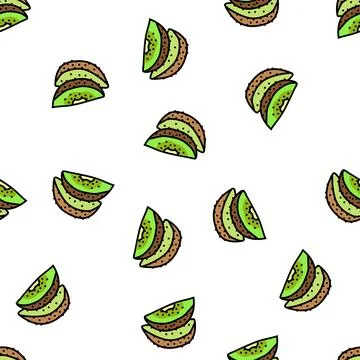 Kiwi food vector seamless pattern Stock Illustration