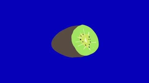 Kiwi Fruit Animation on Blue Screen Видео 345096544