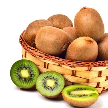 Kiwi fruit in the basket Stock Photos