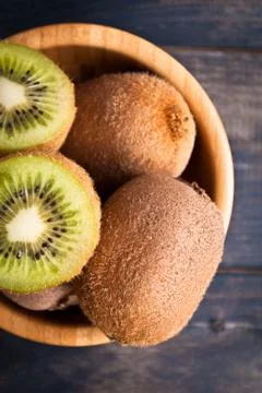 Kiwi fruit in a bowl Stock Photos