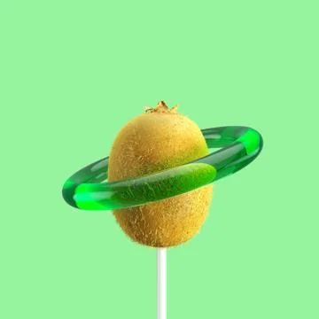 Kiwi Fruit Candy Concept idea on green color background. Stock Illustration