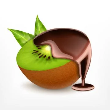 Kiwi fruit with chocolate Stock Illustration