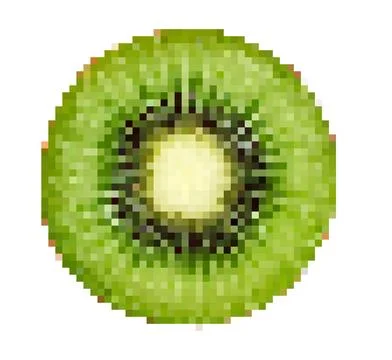 Kiwi fruit cross section creating pixelated artistic food Stock Illustration