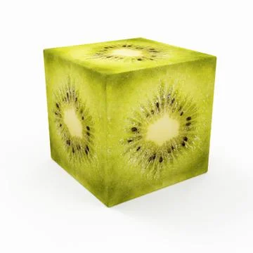 Kiwi fruit Cube isolated on white background Stock Illustration