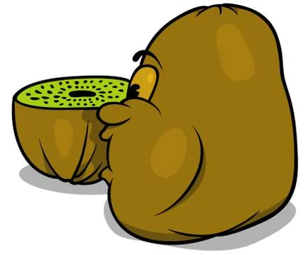 Kiwi Fruit with Face Stock Illustration