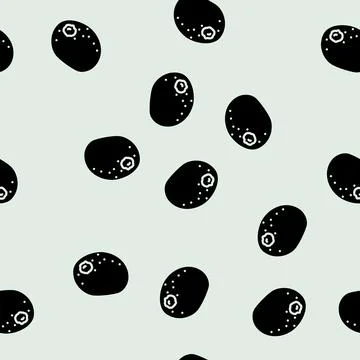Kiwi fruit glyph vector seamless pattern Stock Illustration