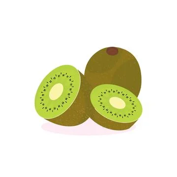 Kiwi Fruit Icon Set Vector Design. Ripe whole kiwi fruit and half kiwi fruit Stock Illustration