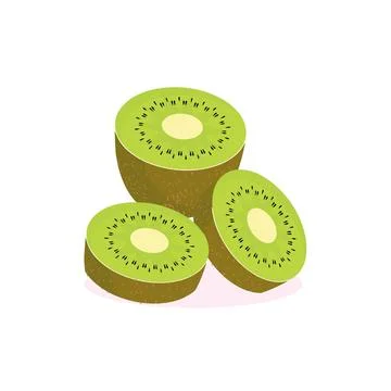 Kiwi Fruit Icon Set Vector Design. Ripe whole kiwi fruit and half kiwi fruit Stock Illustration