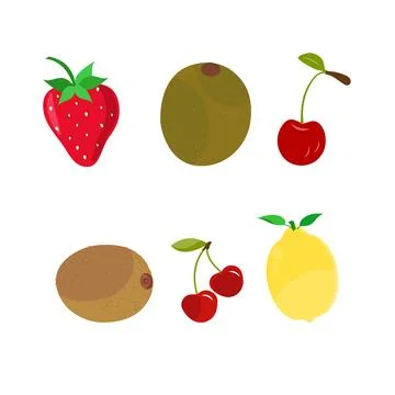 Kiwi Fruit Icon Set Vector Design. Ripe whole kiwi fruit and half kiwi fruit Stock Illustration