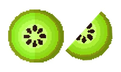 Kiwi fruit illustration with pixel theme Stock Illustration