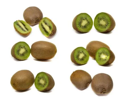 Kiwi fruit isolated on white background, macro Stock Photos