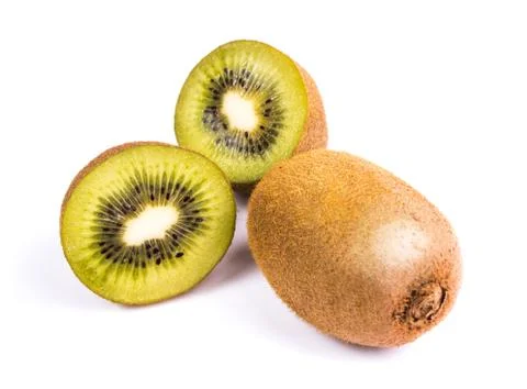 Kiwi fruit isolated on white background, macro Stock Photos