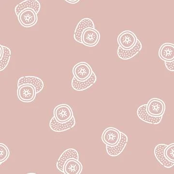 Kiwi fruit line vector seamless pattern Stockillustratie