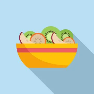 Kiwi fruit salad icon flat vector. Fresh food Stock Illustration