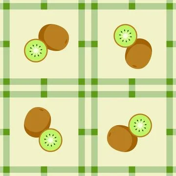 Kiwi fruit seamless for pattern fabric, simple kiwi fruit cute repeat in sq.. イラスト素材