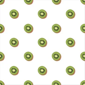 Kiwi Fruit Seamless Pattern Vector Stock Illustration