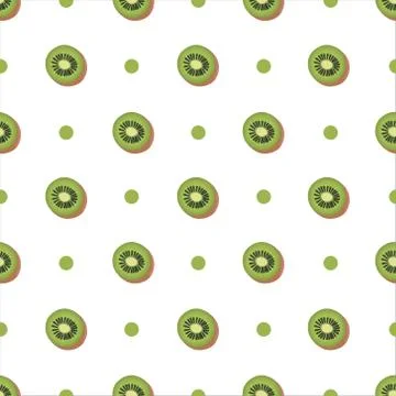 Kiwi Fruit Seamless Pattern Vector Stock Illustration