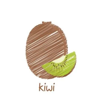 Kiwi fruit, sketch design vector Stock Illustration