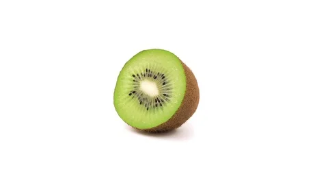 Kiwi fruit slice 360 degree turning on the white background. Full HD loop video Stock Footage 74476604