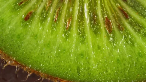Kiwi fruit slice rotating, macro Stock Footage 168691955