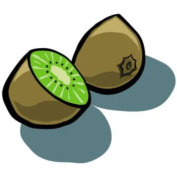 Kiwi Fruit Sliced Stock Illustration