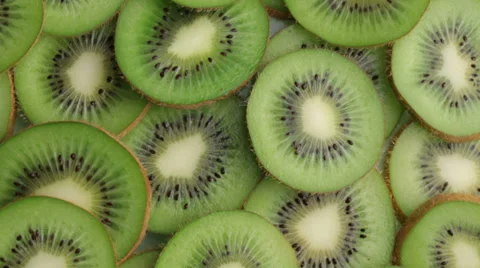 Kiwi fruit slices, closeup Stock Footage 32743743