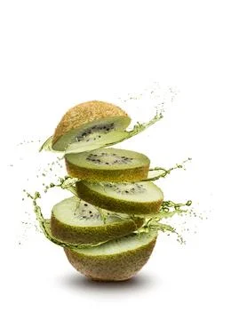Kiwi fruit splash Stock Photos