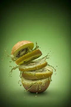 Kiwi fruit splash Stock Photos