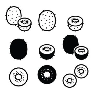 Kiwi fruit vector icons set Stock Illustration