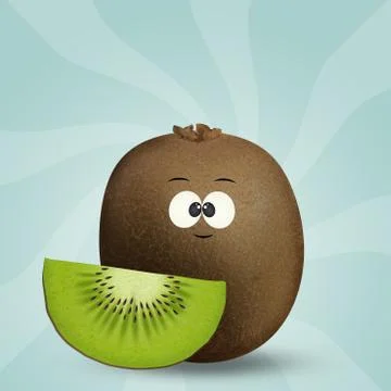 Kiwi with funny face Stock Illustration