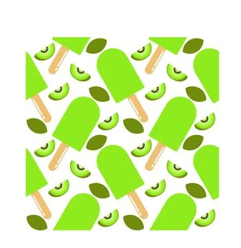 Kiwi ice cream seamless pattern Stock Illustration