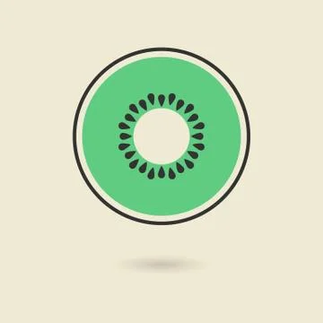 Kiwi icon with shadow Stock Illustration