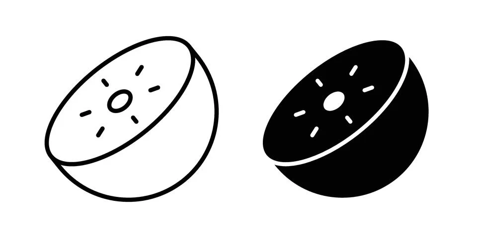 Kiwi icon silhouette vector set. thin line pack Stock Illustration