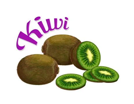 Kiwi. Isolated objects on a white background Illustrazione stock