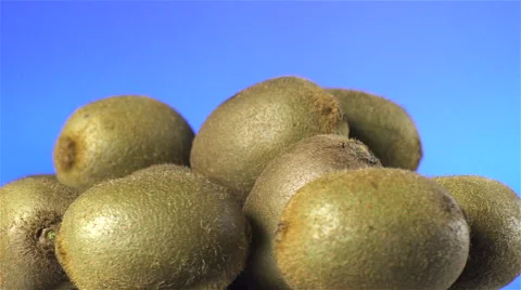 Kiwi isolated rotating on blue background. Stock Footage 63348266