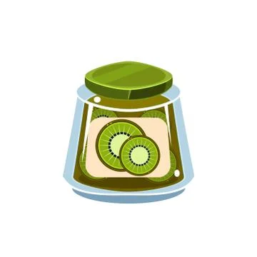 Kiwi Jam  In Transparent Jar Stock Illustration