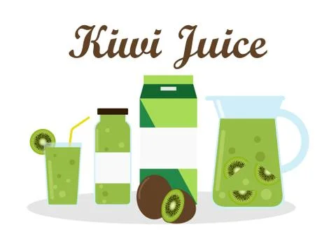Kiwi juice with pack template packaging design - vector illustration  Stock Illustration