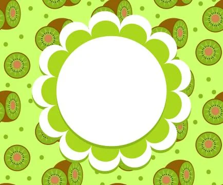 Kiwi label, wrapper template for your design. Fruit frame with space for text Stock Illustration