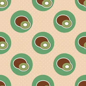 Kiwi pattern. seamless texture with ripe kiwi Stock Illustration