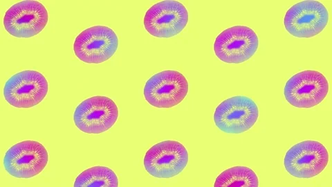 Kiwi pattern in vibrant gradient holographic neon colors. Concept art. Minimal Stock Footage 167486934