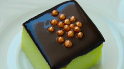 Kiwi pudding with chocolate and decoration no top Stock Footage 54340077