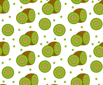 Kiwi seamless pattern. Kiwifruit endless background, texture. Fruits backdr.. Stock Illustration