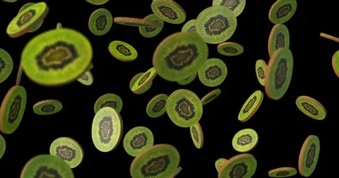 Kiwi slice falling Stock Footage 82146130