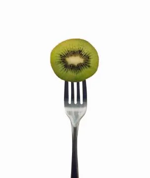 Kiwi Slice on a Fork Stock Photos