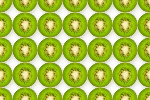 Kiwi slices pattern on white Stock Photos
